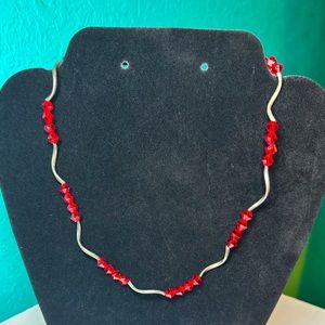 Silver & Red Necklace